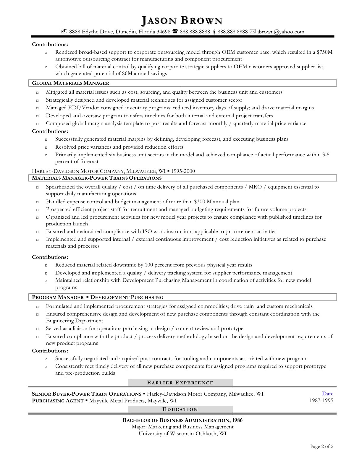 Purchasing associate resume